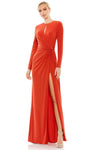 Ruched Slit Keyhole Hidden Back Zipper Natural Waistline Jeweled Neck Long Sleeves Sheath Sheath Dress