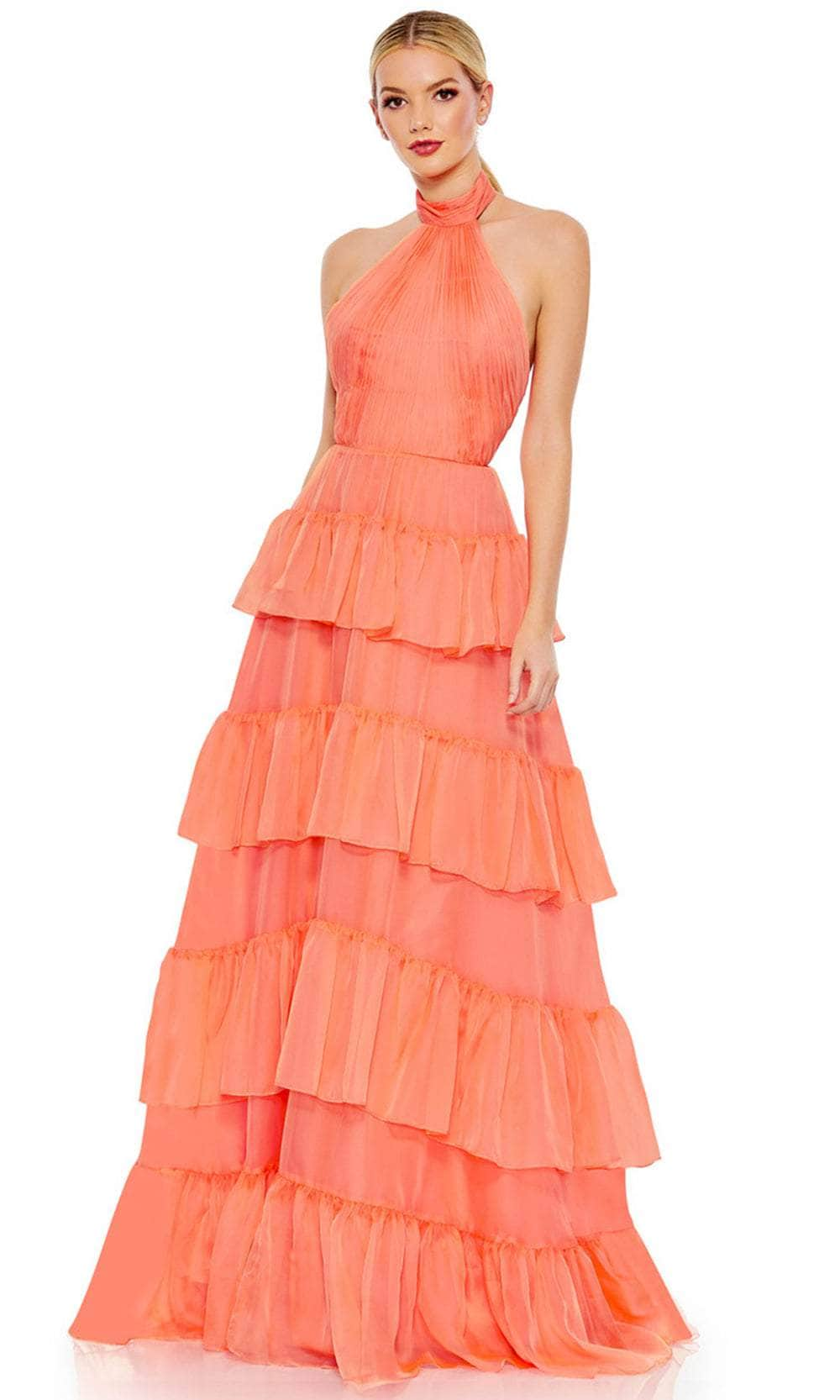 Ieena Duggal 55819 - Halter Tiered Evening Gown
