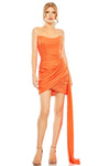 Strapless Sheath Natural Waistline Cocktail Short Faux Wrap Ruched Draped Scoop Neck Sheath Dress With a Sash