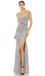 V-neck Plunging Neck Sheath Natural Waistline Sequined Fitted Sleeveless Floor Length Sheath Dress/Evening Dress with a Brush/Sweep Train