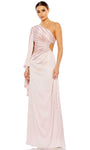 Bell Sleeves One Shoulder Natural Waistline Sheath Asymmetric Back Zipper Floor Length Sheath Dress/Prom Dress