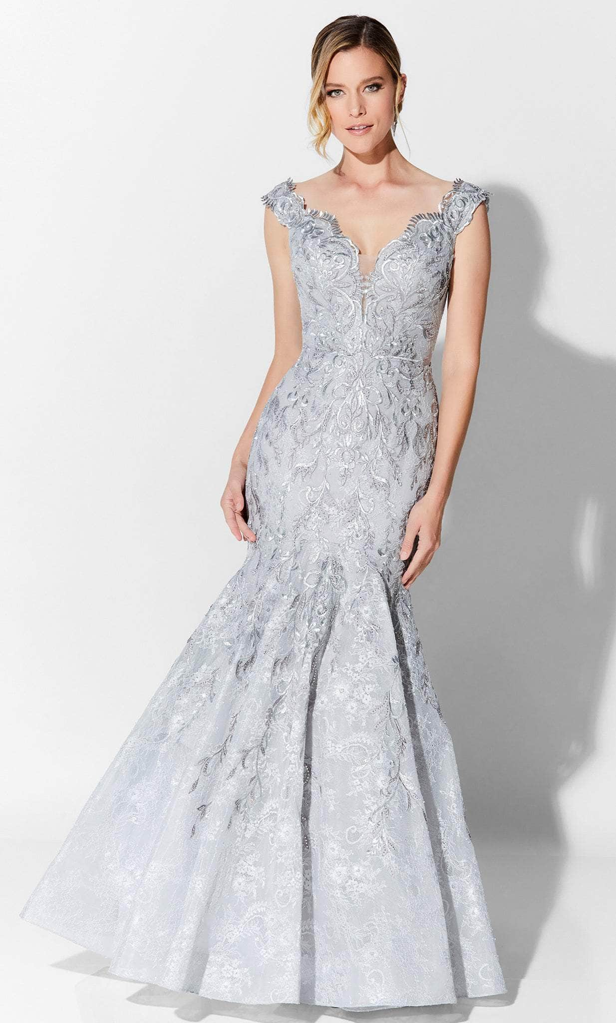 Ivonne D 122D66W - Lace Trumpet Formal Gown
