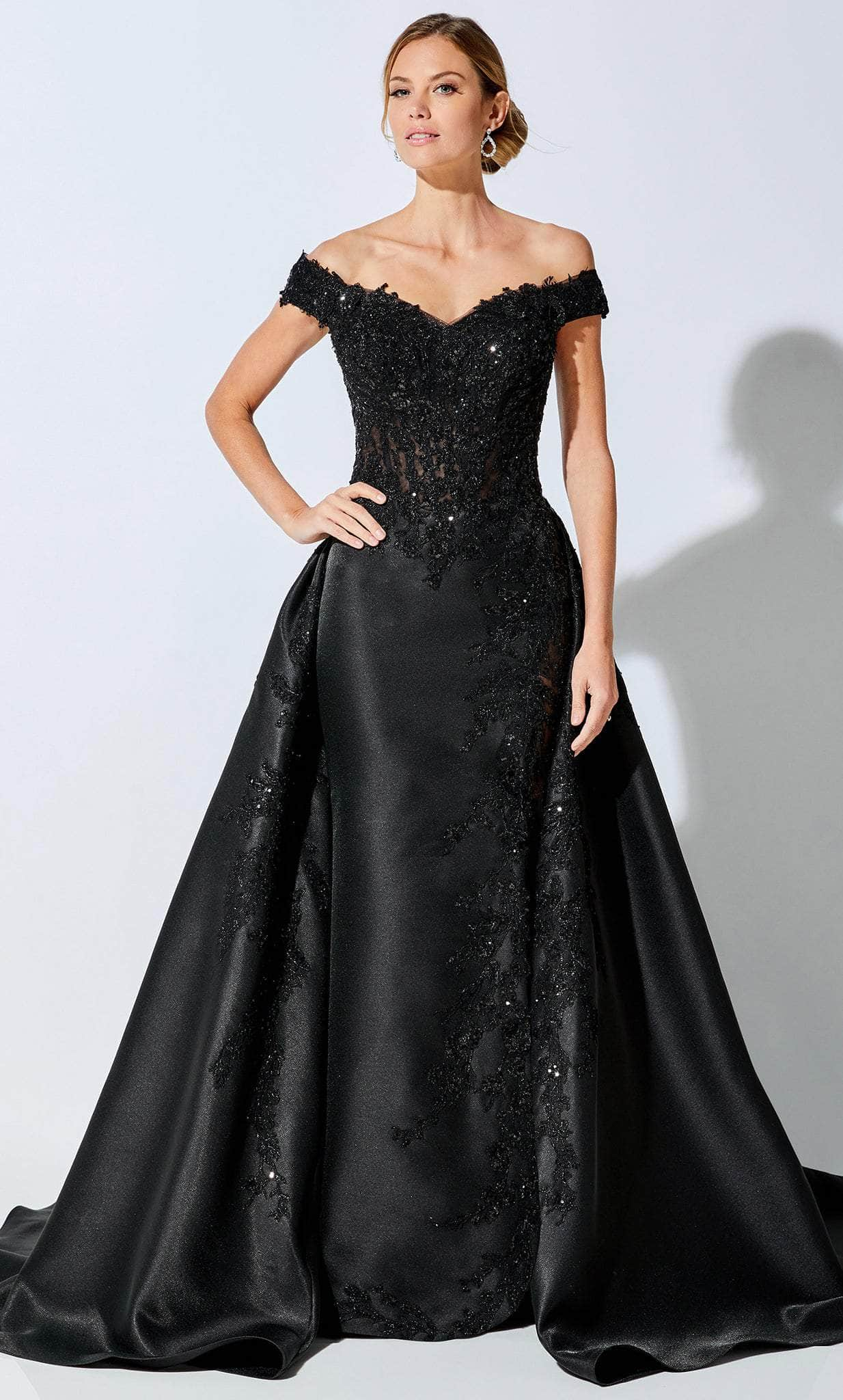 Ivonne D 221D51W - Lace Overskirt Formal Gown
