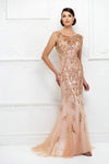 Bateau Neck Sweetheart Cap Sleeves Mermaid Illusion Keyhole Beaded Tulle Dropped Waistline Dress with a Brush/Sweep Train