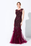 Mermaid Tulle Illusion Keyhole Beaded Bateau Neck Sweetheart Cap Sleeves Dropped Waistline Dress with a Brush/Sweep Train