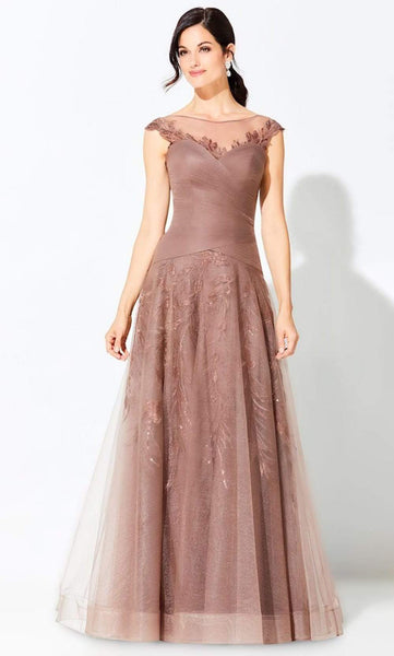 A-line Strapless Dropped Waistline Floor Length Cap Sleeves Bateau Neck Sweetheart Sequined Embroidered Ruched Illusion Dress with a Brush/Sweep Train