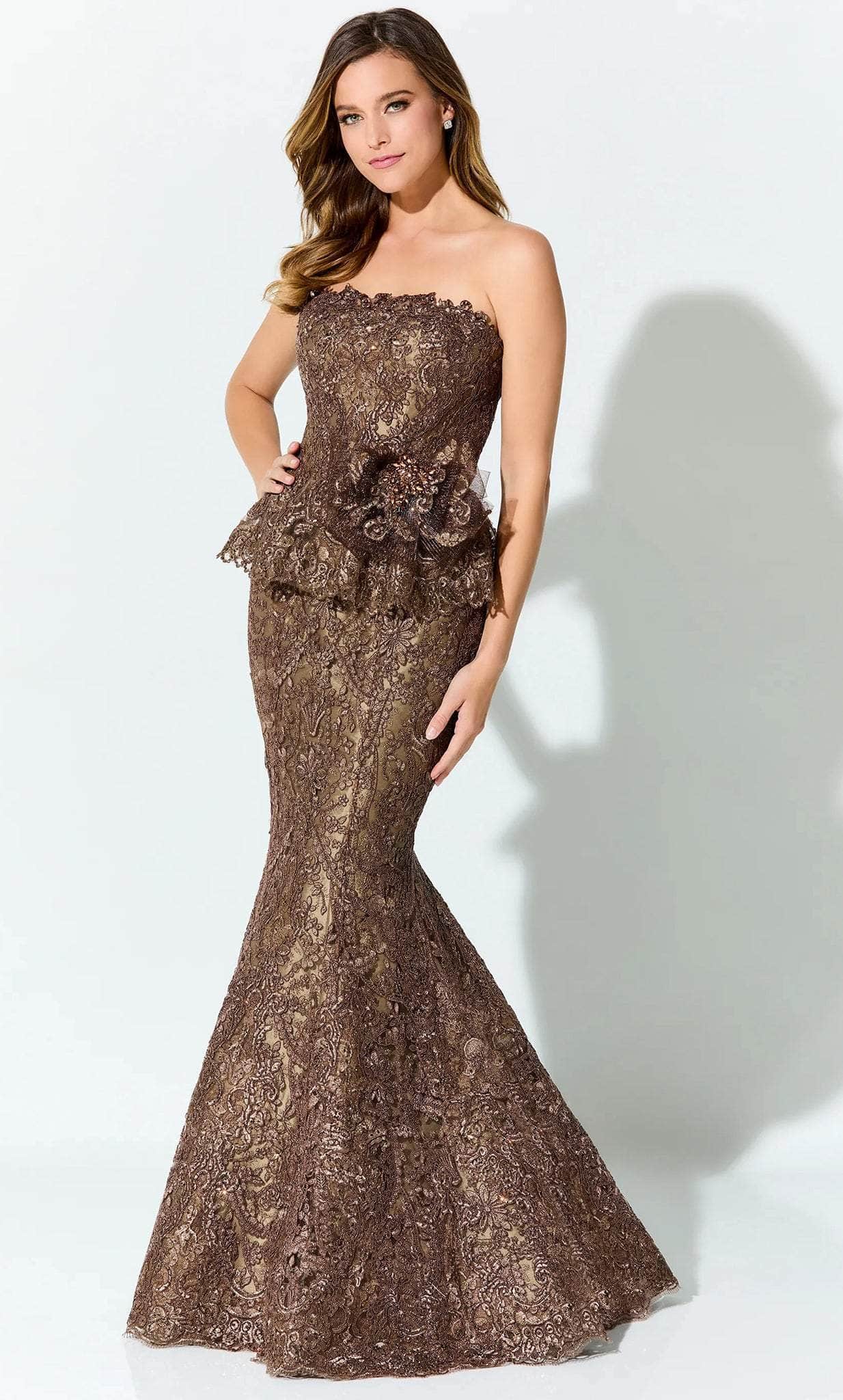 Ivonne D ID921 - Strapless Embroidered Evening Gown
