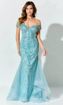Tulle Sweetheart Beaded Natural Waistline Off the Shoulder Mermaid Prom Dress With Rhinestones and Ruffles