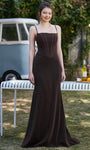 Sleeveless Floor Length Jersey Fitted Open-Back Lace-Up Dress with a Brush/Sweep Train by J Adore Dresses