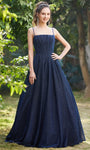 A-line Sleeveless Lace-Up Open-Back Fitted Floor Length Dress with a Brush/Sweep Train by J Adore Dresses