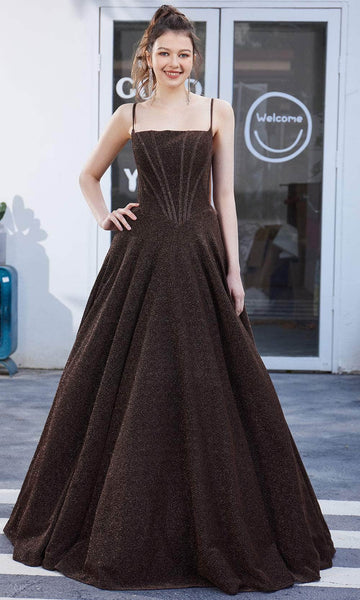 A-line Floor Length Jersey Natural Waistline Sleeveless Lace-Up Open-Back Fitted Straight Neck Dress with a Brush/Sweep Train