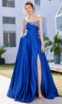 A-line Strapless Natural Waistline Floor Length Satin Straight Neck Lace-Up Slit Gathered Ruched Fitted Open-Back Fall Evening Dress