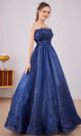 A-line Strapless Open-Back Back Zipper Pleated Straight Neck Organza Empire Waistline Floor Length Dress with a Brush/Sweep Train