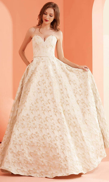 Tall Strapless Sweetheart Pocketed Belted Back Zipper Fitted Lace-Up General Print Natural Waistline Fit-and-Flare Prom Dress with a Brush/Sweep Train