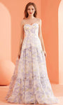 Strapless Floral Print Hidden Back Zipper Fitted Tiered Natural Waistline Sweetheart Prom Dress