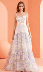 Strapless Fitted Tiered Hidden Back Zipper Floral Print Natural Waistline Sweetheart Prom Dress