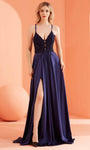 A-line V-neck Gathered Lace-Up Backless Slit Sheer Self Tie Natural Waistline Floor Length Floral Print Plunging Neck Sleeveless Spaghetti Strap Evening Dress with a Brush/Sweep Train