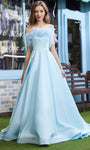 Sophisticated A-line Strapless Floor Length Satin Fitted Natural Waistline Prom Dress with a Brush/Sweep Train