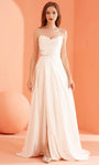 A-line Strapless Sweetheart Satin Back Zipper Beaded Slit Ruched Floor Length Natural Waistline Evening Dress with a Brush/Sweep Train