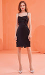 Sophisticated Cocktail Above the Knee Natural Waistline Sleeveless Cowl Neck Lace-Up Sheath Sheath Dress/Evening Dress