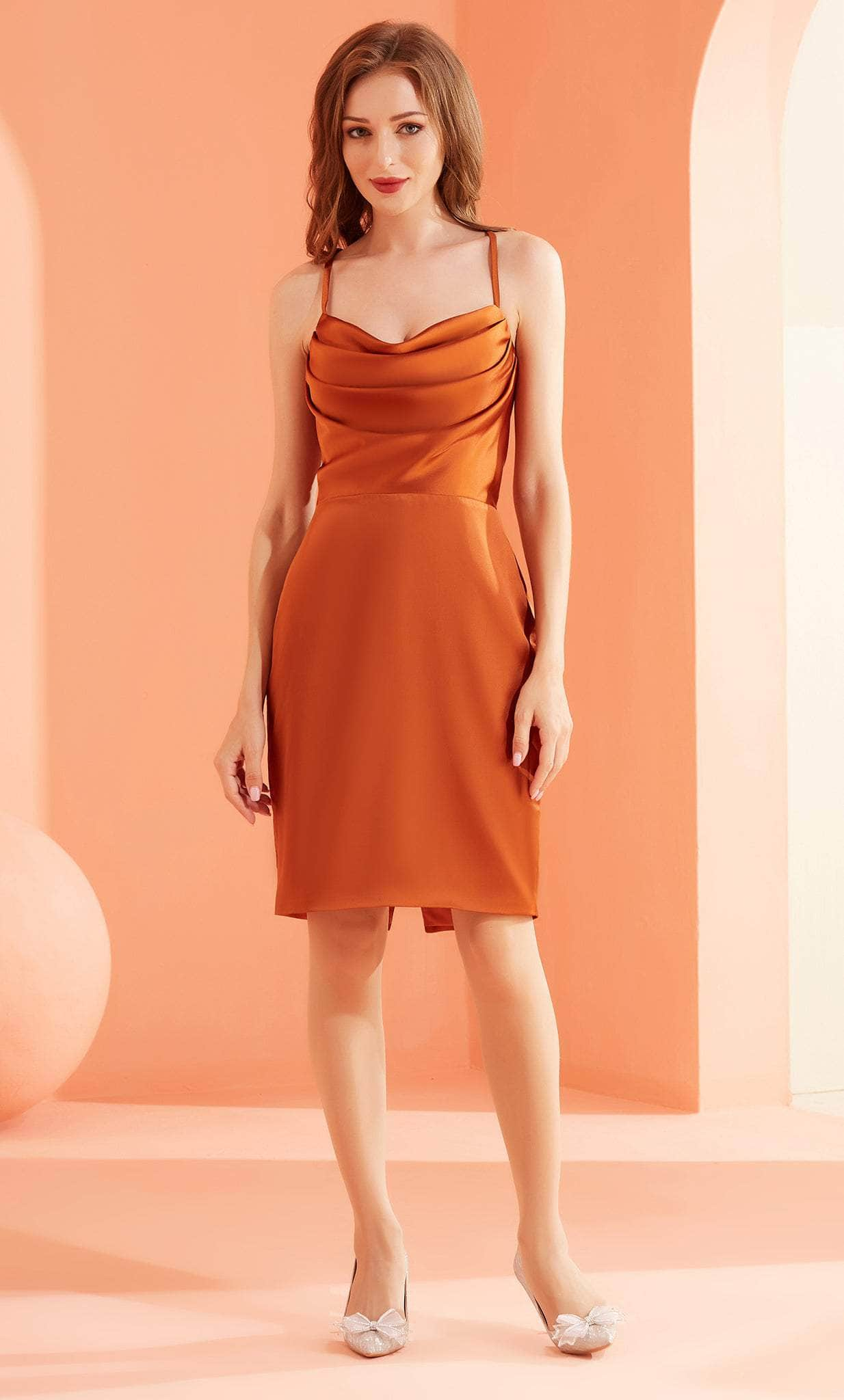 J'Adore Dresses J22085 - Cowl Neck Cocktail Column Dress
