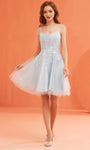 A-line Short Sleeveless Glittering Back Zipper Natural Waistline Party Dress