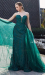 Strapless Sweetheart Back Zipper Fitted Glittering Sheer Sheath Tulle Natural Waistline Sheath Dress with a Brush/Sweep Train