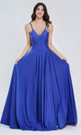 Sexy A-line V-neck Lace-Up Flowy Back Zipper Cutout Bandeau Neck Sleeveless Satin Natural Waistline Evening Dress with a Court Train