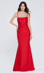 Sexy Satin Mermaid Natural Waistline Bandeau Neck Scoop Neck Sleeveless Spaghetti Strap Fitted Lace-Up Ruched Back Zipper Dress with a Brush/Sweep Train