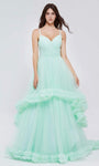 A-line Tulle Sweetheart Natural Waistline Faux Wrap Pleated Open-Back Back Zipper Sleeveless Dress with a Brush/Sweep Train With Ruffles