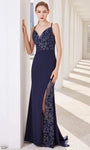 Tall Slit Hidden Back Zipper Sheer Fitted V Back Mesh Sweetheart Fit-and-Flare Mermaid Natural Waistline Sleeveless Evening Dress with a Brush/Sweep Train