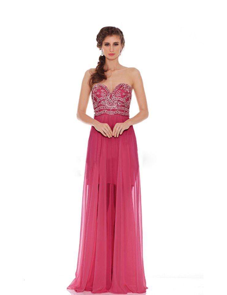 J'Adore Dresses - J6050 Beaded Illusion Overskirt High Slit Gown
