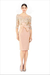 Sophisticated Natural Waistline Sheath Bateau Neck Sweetheart 3/4 Sleeves Fitted Sheer Embroidered Beaded Slit Back Zipper Cocktail Above the Knee Sheath Dress