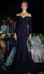 Sophisticated Long Sleeves Off the Shoulder Natural Waistline Mermaid Sweetheart Fitted Sequined Open-Back Ruched Gathered Back Zipper Evening Dress/Party Dress with a Court Train