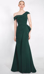 Open-Back Asymmetric Wrap Slit Cap Sleeves Off the Shoulder Mermaid Natural Waistline Prom Dress with a Brush/Sweep Train