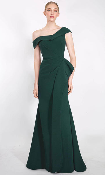 Slit Wrap Open-Back Asymmetric Cap Sleeves Off the Shoulder Natural Waistline Mermaid Prom Dress with a Brush/Sweep Train