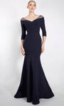 V-neck Mermaid Beaded Open-Back Illusion Sheer Natural Waistline Evening Dress with a Brush/Sweep Train