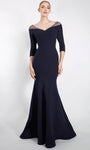 V-neck Mermaid Sheer Illusion Open-Back Beaded Natural Waistline Evening Dress with a Brush/Sweep Train