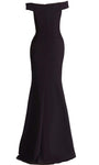 Off the Shoulder Floor Length Fitted Slit Open-Back Back Zipper Sheath Natural Waistline Sheath Dress/Evening Dress With Ruffles