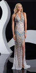 Sexy Slit Halter Plunging Neck Evening Dress/Party Dress