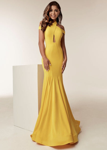 Neoprene Natural Waistline Mermaid Cutout Draped Pleated Open-Back Back Zipper Fitted High-Neck Below the Knee Dress with a Brush/Sweep Train