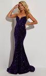 V-neck Strapless Floor Length Fitted Sequined Hidden Back Zipper Open-Back Natural Waistline Mermaid Evening Dress