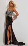 Slit Open-Back Tiered Sweetheart Satin Sheath Sheath Dress/Evening Dress with a Brush/Sweep Train by Jasz Couture