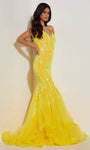 Floor Length Plunging Neck Sweetheart Mermaid Natural Waistline Back Zipper Fitted Open-Back Sheer Sequined Glittering Sleeveless General Print Dress with a Brush/Sweep Train