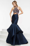 Floor Length Hidden Back Zipper Cutout Open-Back Halter Beaded Trim Satin Mermaid Natural Waistline Evening Dress