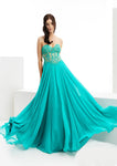 A-line Strapless Corset Natural Waistline Sweetheart Chiffon Back Zipper Lace-Up Beaded Floor Length Prom Dress