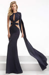 Sexy Jeweled Neck Draped Open-Back Keyhole Jeweled Back Zipper Cutout Fitted Sheath Jersey Natural Waistline Sheath Dress