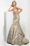 Strapless Floor Length Natural Waistline Sweetheart Mermaid Open-Back Taffeta Animal Leopard Print Evening Dress