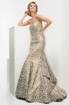 Strapless Floor Length Animal Leopard Print Sweetheart Natural Waistline Taffeta Mermaid Open-Back Evening Dress