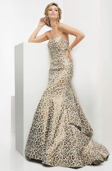 Strapless Animal Leopard Print Open-Back Taffeta Mermaid Sweetheart Floor Length Natural Waistline Evening Dress